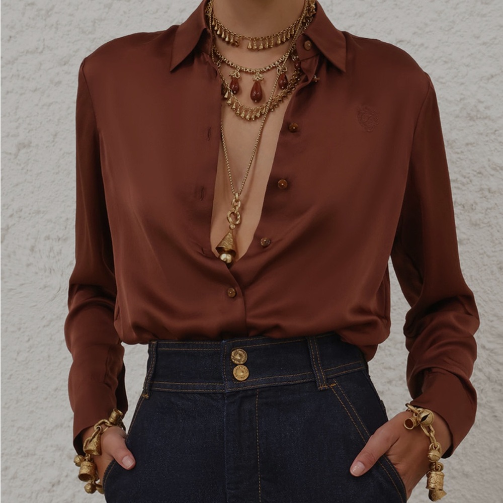 New $550 Zimmermann 14kt. Gold-plated Charm Necklace - Picture 2 of 6
